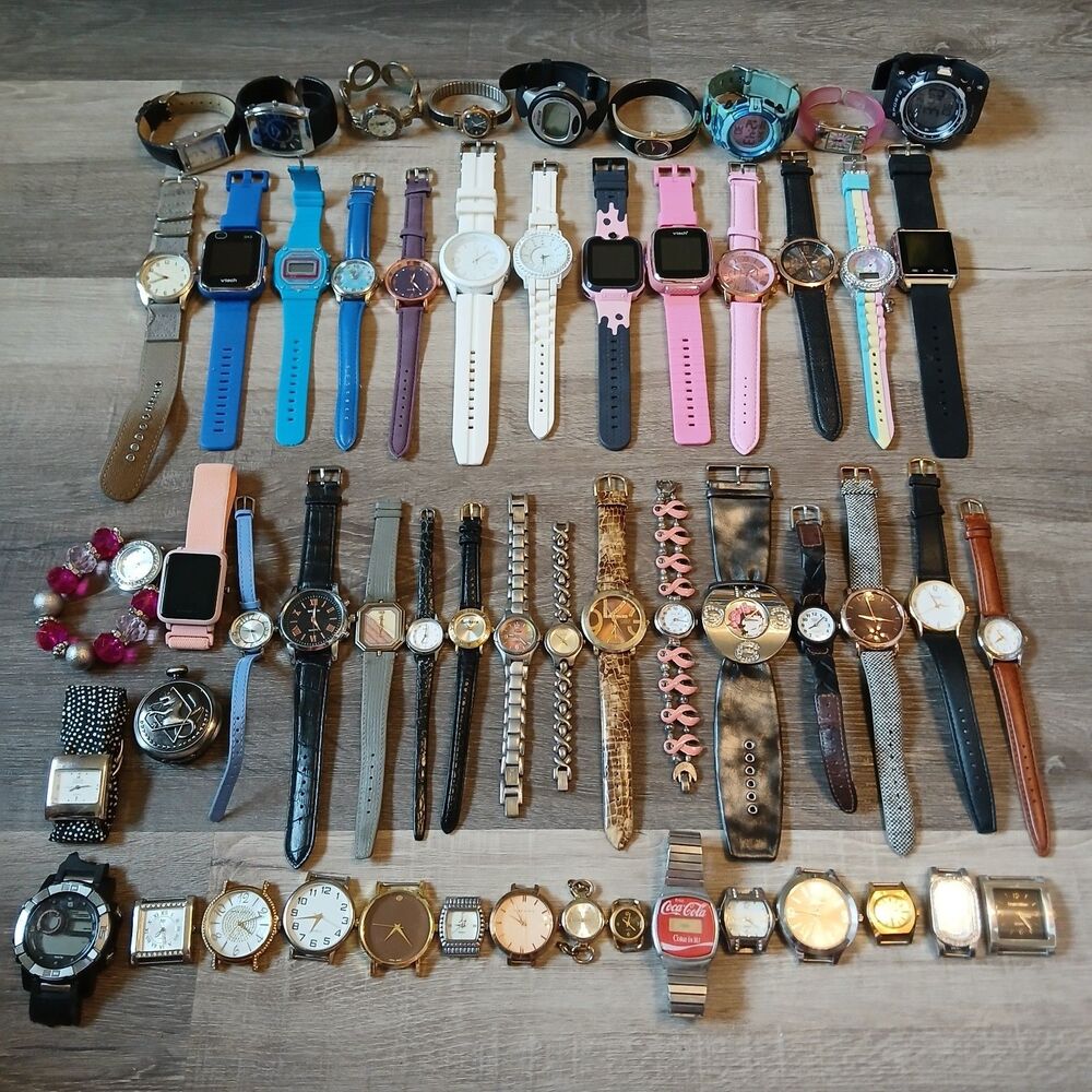 Lot of 50+ Parts/Repair/Craft Watches Relic BUM Timex Studio Time Jennie B - F9